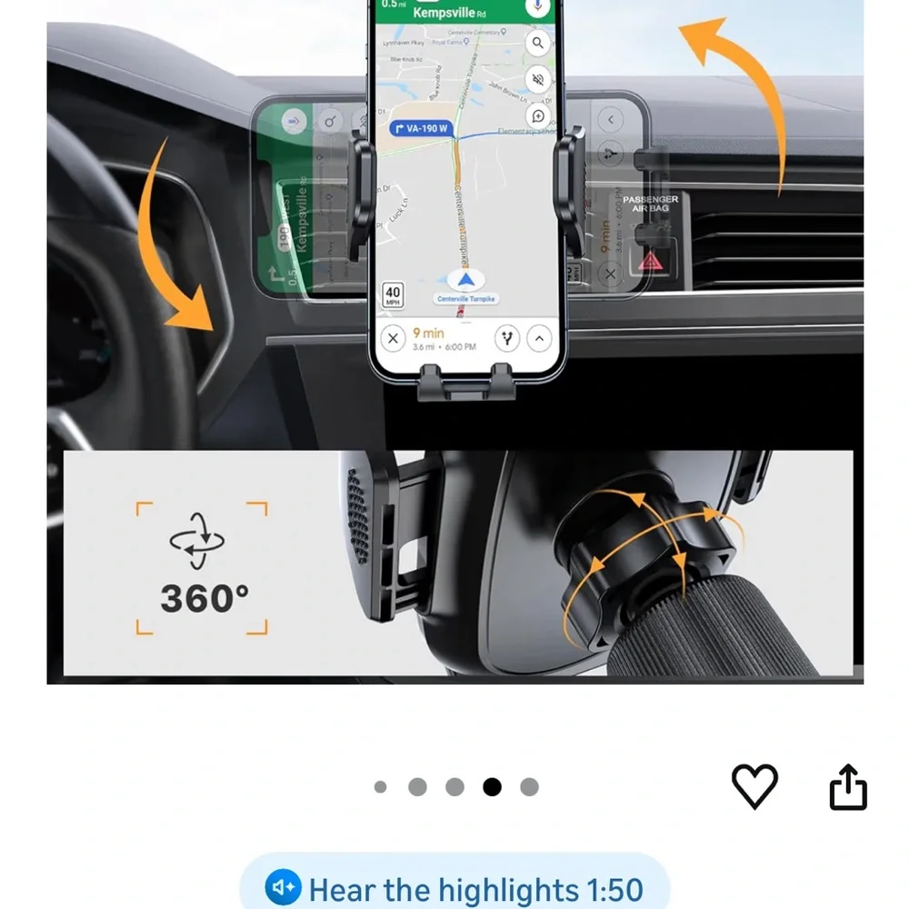 Sleek Black Car Phone Holder